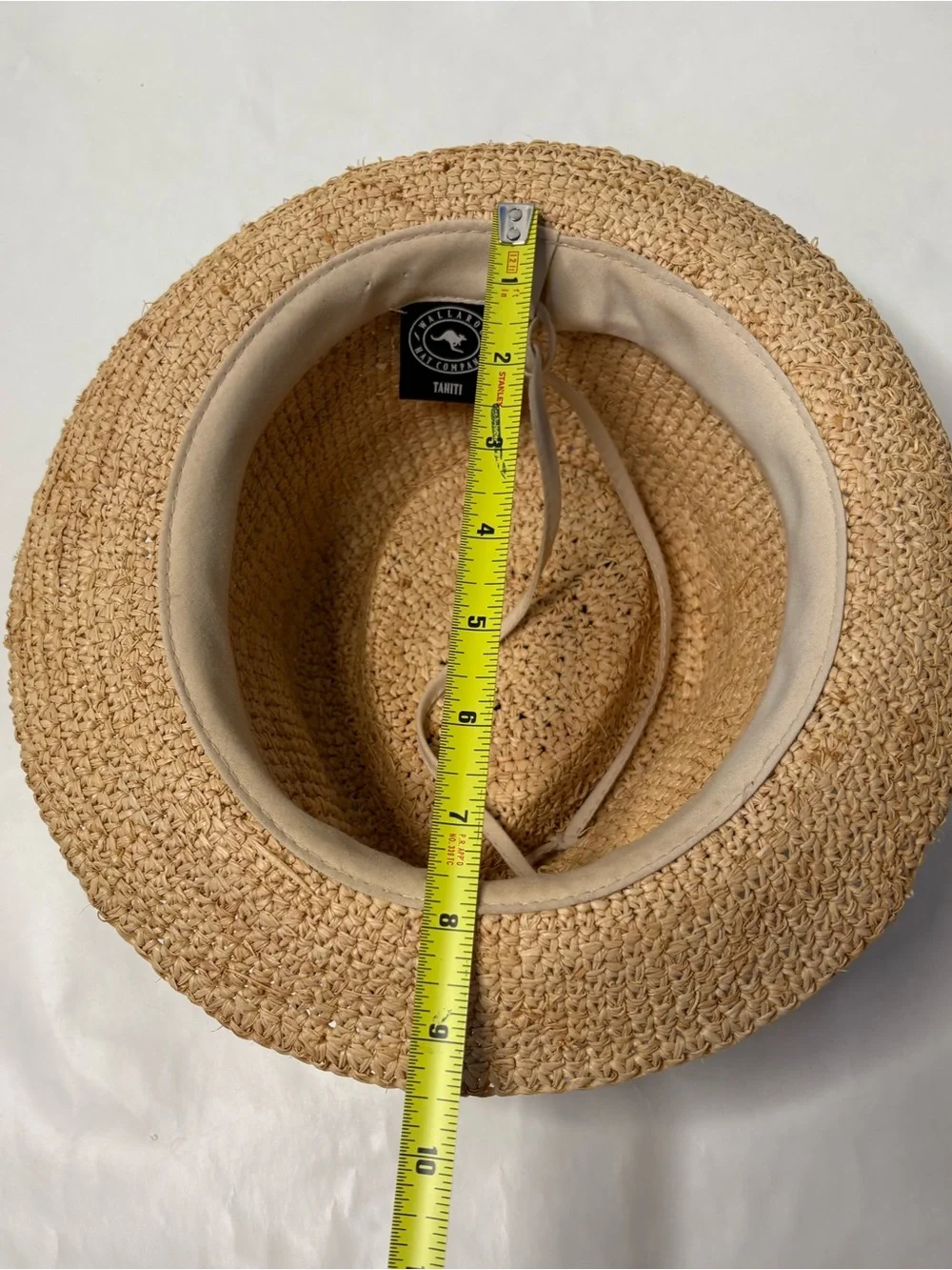 Wallaroo Raffia Tahiti Handwoven Straw Fedora Sun Hat Turquoise Bead Trim - Picture 6 of 8